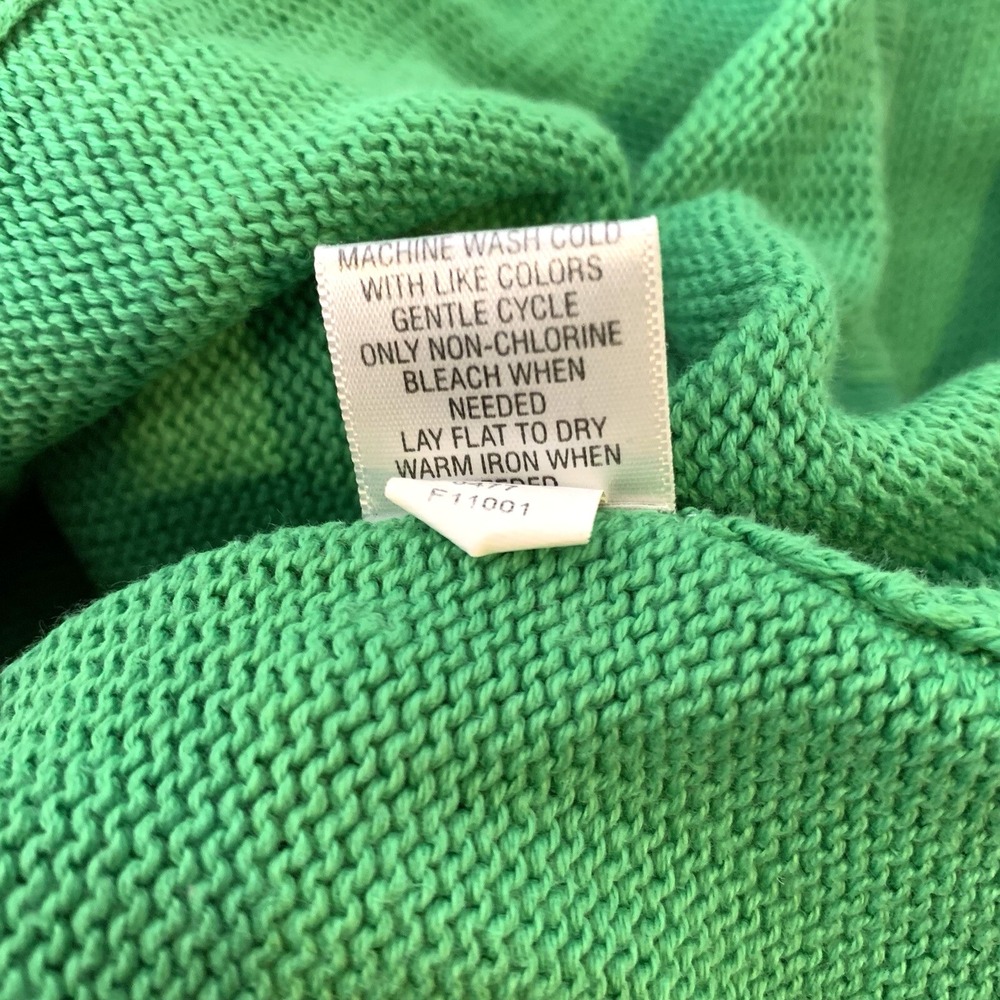 Converse Full Zip Cardigan Sweater Womens M Green 100% Cotton Collar - Picture 8 of 10
